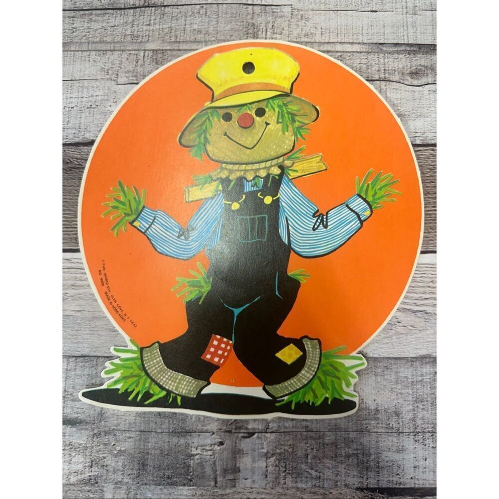 VTG Fun World Halloween Die Cut Decor Lot No 9408 Pumpkin Cat Witch 70s 80s - Picture 3 of 10